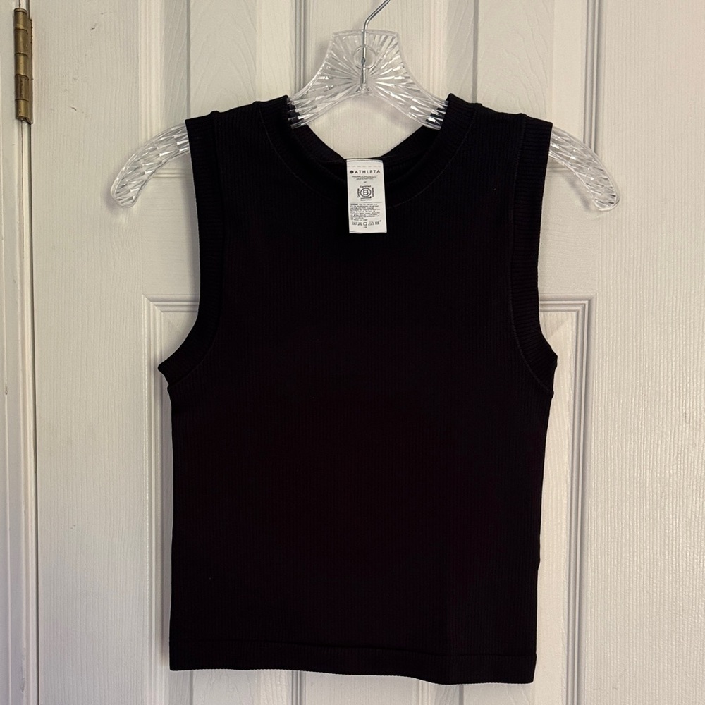 Athleta Muscle Black Ribbed Tank Top - Picture 3 of 5